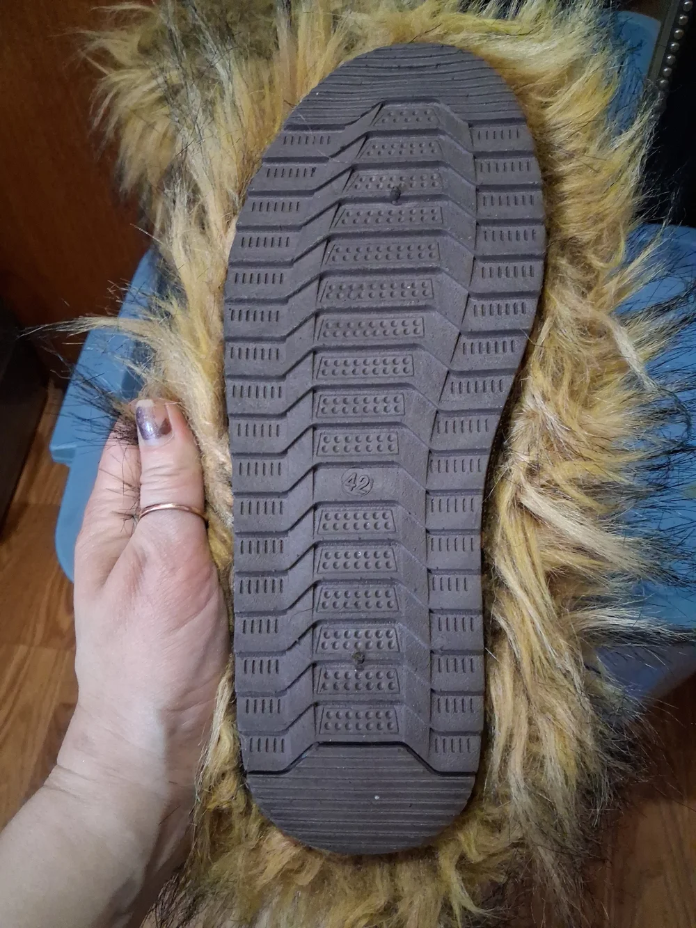Faux Fur Shaggy Winter Boots in Honey/ Brown